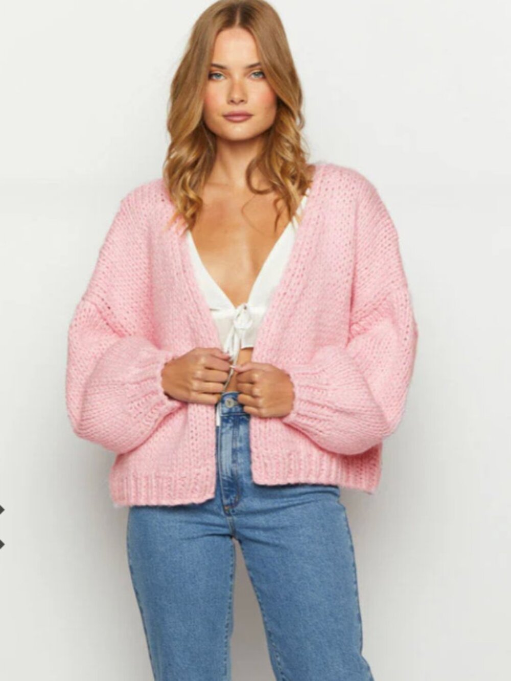 Beginning Boutique Light Pink Chunky Knit Cardigan (NWT) - Small